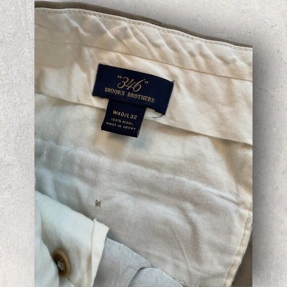 Brooks Brothers 346 Men’s Wool Dress Pants 40 Beige Pleated Cuffed Hem Egypt - Picture 5 of 9